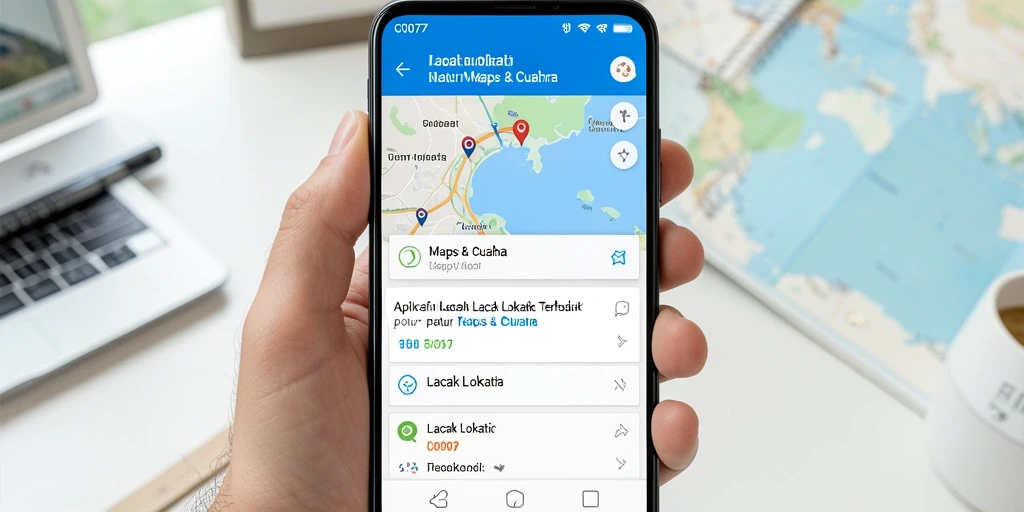 Antarmuka utama C0077 yang menampilkan fitur pelacakan lokasi.