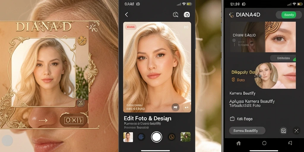 Tampilan antarmuka aplikasi DIANA4D dengan fitur Kamera Beautify.
