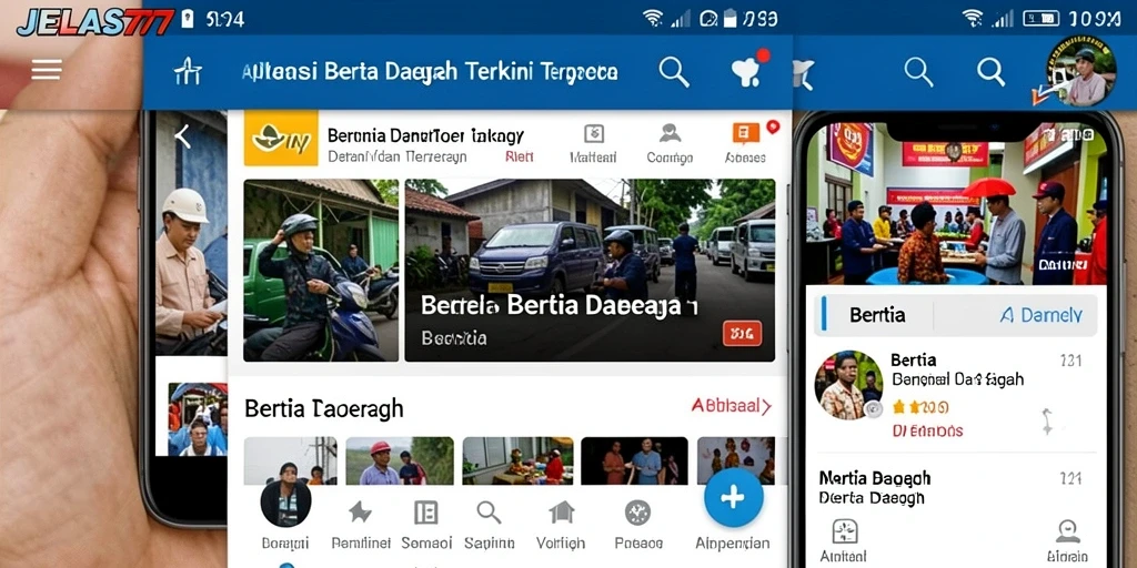 Antarmuka aplikasi JELAS777 yang menampilkan berita daerah terkini.