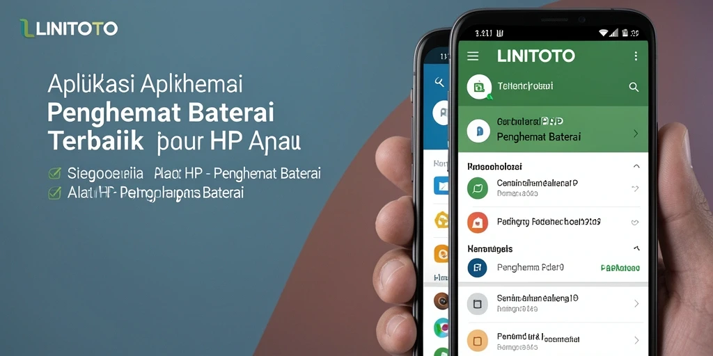 Antarmuka LINITOTO yang ramah pengguna dengan fitur penghemat baterai.