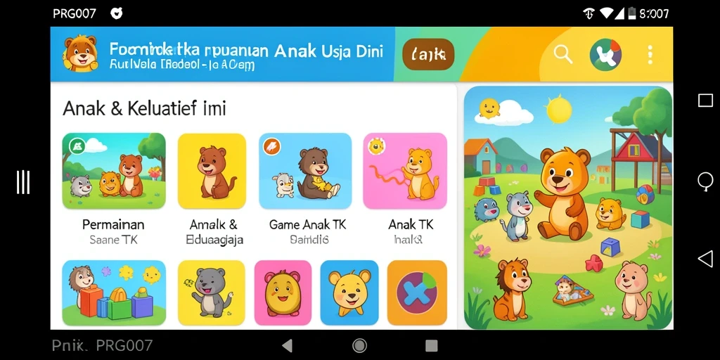 Antarmuka menarik PRG007 yang mendukung pembelajaran anak.