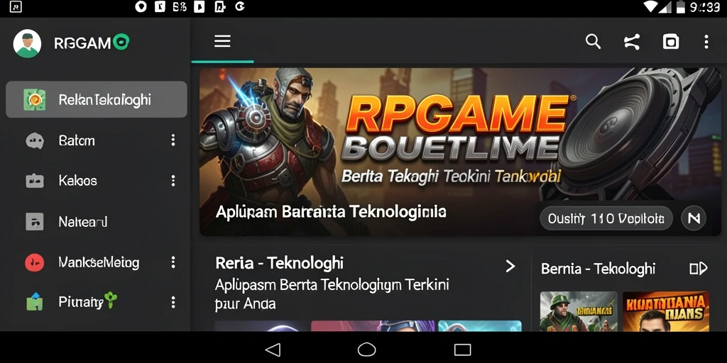 Antarmuka RPGAME menampilkan berita teknologi yang menarik.