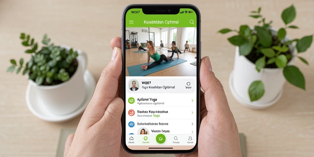 Tampilan antarmuka pengguna WG87 yang interaktif untuk latihan yoga.